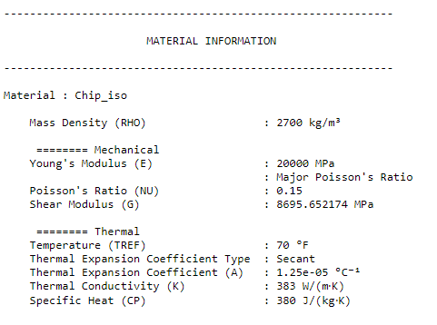 Isotropic material properties for the chip